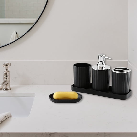 Lwlmwt 5pcs Bathroom Accessory Set Includes Soap Dispenser, Toothbrush Holder, Mouthwash Cup, Soap Dish, and Tray Suitable for Bathroom Accessory