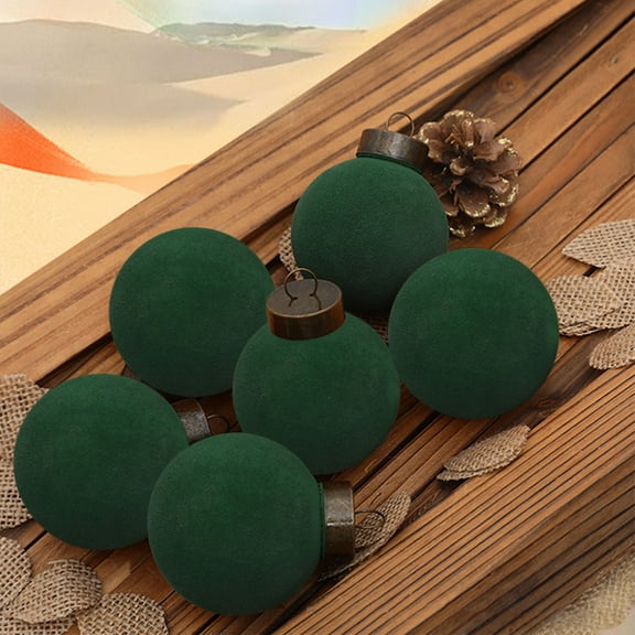 Lwlmwt 6 Pcs 2.4inch Velvet Christmas Balls Dark Green Flocked Ornaments for Christmas Tree Vintage Shatterproof Xmas Bulbs Hanging Decorations for Holiday Wedding Party Home Decor