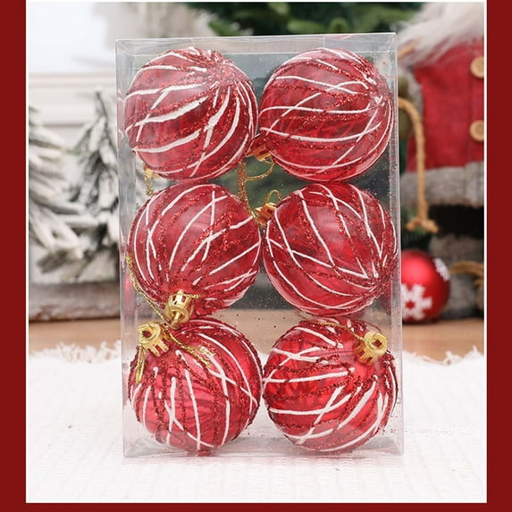 Lwlmwt 6 Pcs Glass Christmas Tree Ornaments 2.4 Inch Vintage Glass Ball Farmhouse Ball Hanging Ornaments Set for Christmas Tree Party Holiday Indoor Decor