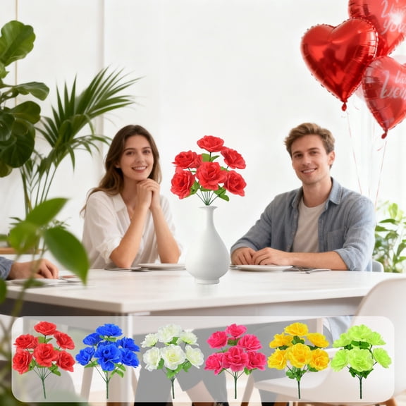 Lwlmwt 7-Head Artificial Rose Bouquet Silk Artificial Flowers Ideal for Home Decor, Valentine's Day Decorations, Table Centerpiece