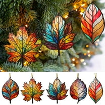 Lwlmwt Acrylic Leaf Ornaments Small Hanging Pendants Christmas Tree Decorations Colorful Maple Leaf Ornaments Perfect for Christmas Home Decor Party Decorations