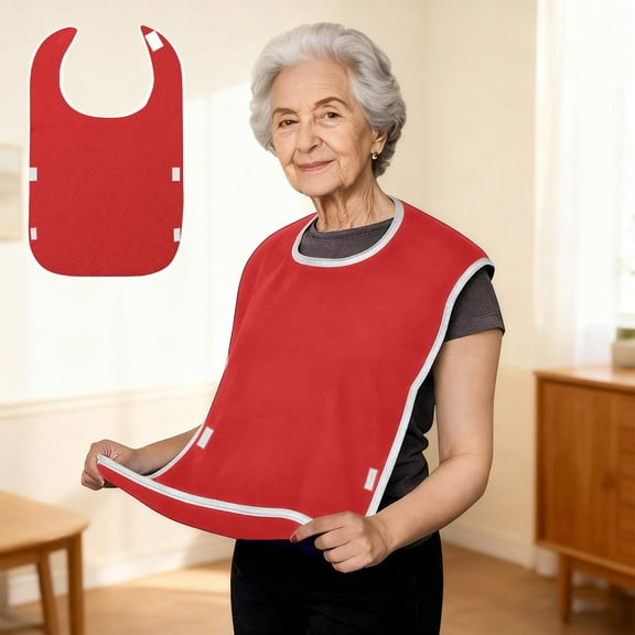 Lwlmwt Adult Bib 18x30 Inch Reusable Waterproof Feeding Bib with Removable Crumb Catcher Suitable for Adults with Special Needs and Disabilities
