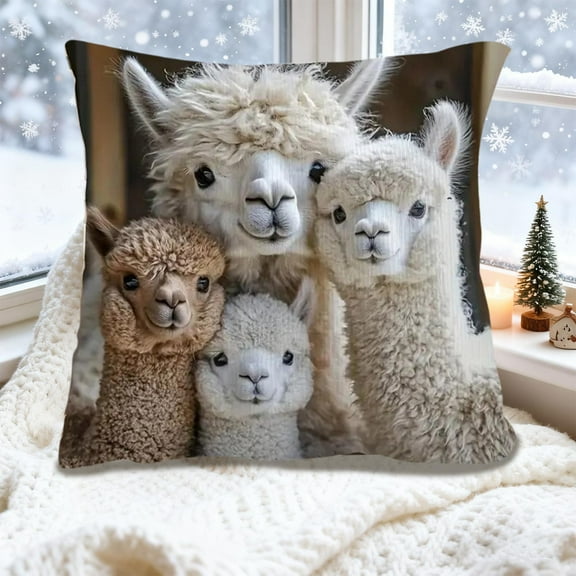 Lwlmwt Alpaca Printed Pillowcase,45x45cm Cute Animals Print Pillow,Decorative Pillows Case,for Couch Sofa Bed Home Decor