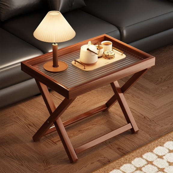 Lwlmwt Bamboo Bedside Table,Bamboo Breakfast Laptop Computer Tray with Foldable Legs,Food and Snack Service Tray Folding,for Living Room Coffee Table Shelf Sofa Side