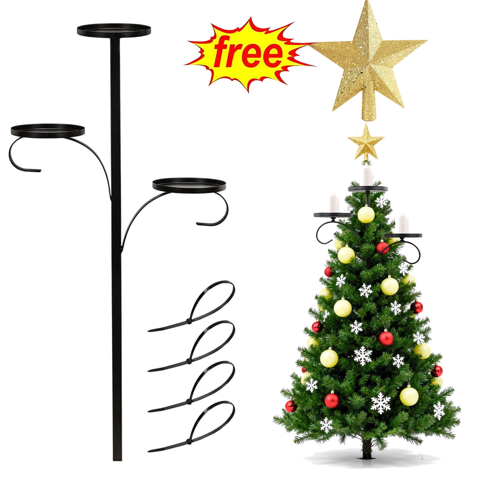 Tree Topper Shelf Lwlmwt Black Triple Christmas Tree Topper, Candelabra Trees Topper ...
