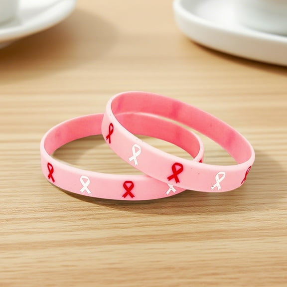 Lwlmwt Breast Cancer Awareness Accessories Pink Ribbon Silicone Bracelet Gift for Female Survivors Ladies' Party Supplies Fight for Pink Gift