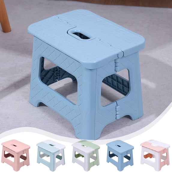 Lwlmwt Checkered Pattern Folding Small Stool,Space Saving Folding Stool,Compact Foldable Foot Stool,Safe Round Corner Folding Stool