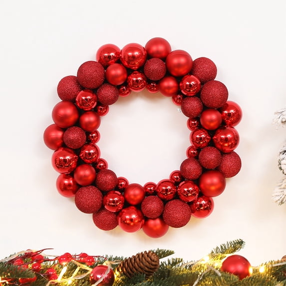 Lwlmwt Christmas Balls Wreath Door Front Wreath Xmas Hanging Wreath Garland for Xmas Decoration