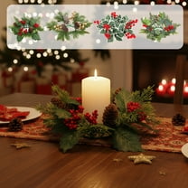 Lwlmwt Christmas Candle Rings with Pinecones and Cranberries Realistic Greenery Decor Ideal for Christmas Decorations & Table Centerpiece
