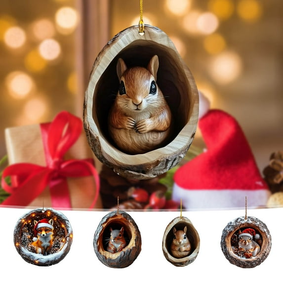 Lwlmwt Christmas Decorations,2D Christmas Tree Animal Pattern Acrylic Decorations,Hanging Ornament,Forest Animal Decorations,for Xmas Tree Decorations,Souvenir Gifts