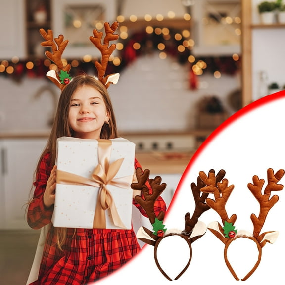 Lwlmwt Christmas Decorations,Antler Head Button Children's Party Decoration Christmas Fabric Headband Christmas Head Button Gift,Christmas Gifts