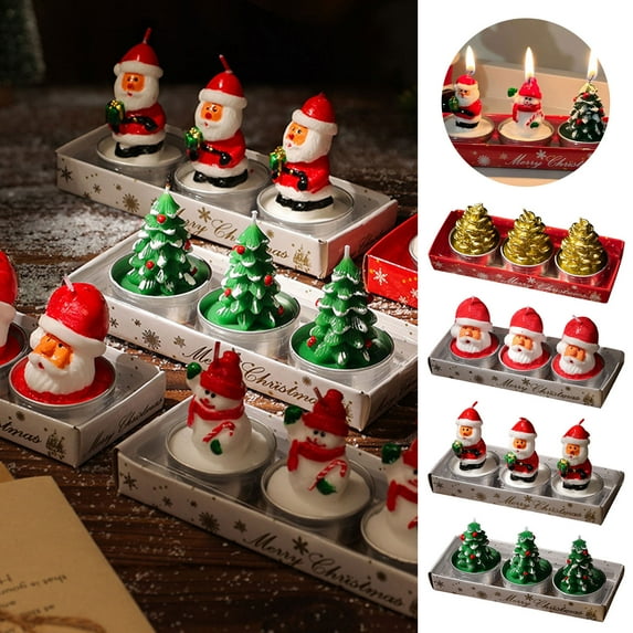 Lwlmwt Christmas Decorations,Mini Christmas Unscented Tealights, Designs Include Xmas Tree & Santa Shaped Candles.,Christmas Gifts