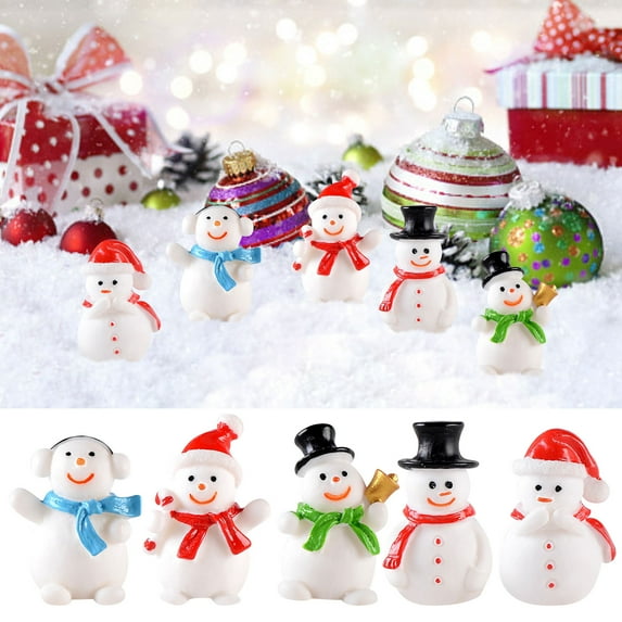 Lwlmwt Christmas Mini Resin Snowman,Christmas Snowman Decorative Accessories Micro-landscape,Christmas Decoration,for Festival DIY Village Garden Decoration