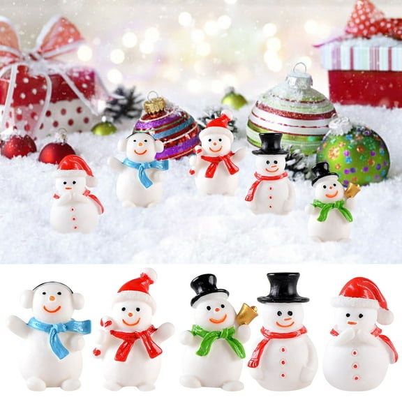 Lwlmwt Christmas Mini Resin Snowman,Christmas Snowman Decorative Accessories Micro-landscape,Christmas Decoration,for Festival DIY Village Garden Decoration