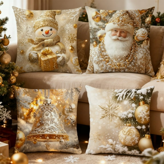 Lwlmwt Christmas Pillow Covers 45x45cm Pillow Cover Christmas Decorative Pattern Home Pillowcase Suitable for Sofa, Bed, Home Decor