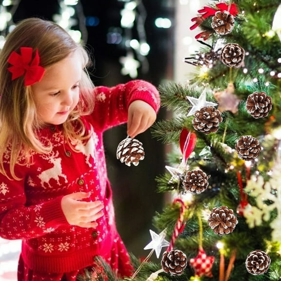 Lwlmwt Christmas Pine Cones Decorations Natural Real Pinecones with String Snowflake-Shaped Natural Pinecone Ornaments Perfect for Christmas Parties, Home Decor, Winter Christmas Tree Decorations