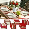 thumbnail image 1 of Lwlmwt Christmas Placemats,45x30cm Christmas Placemat and Table Mat 4pc,Winter Red Table Mat Waterproof Washable,for In Door Dinning Heat-Resistant Dining Table, 1 of 4