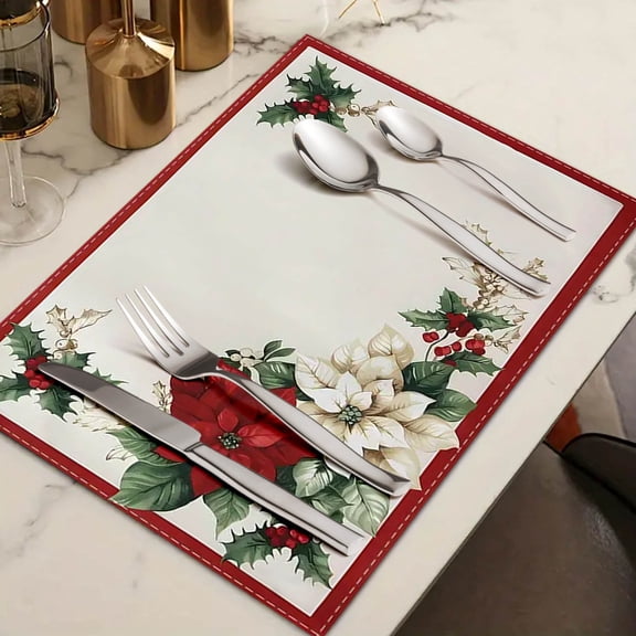 Lwlmwt Christmas Table Decoration,Christmas Tree Xmas Snowflakes Placemats,Winter Table Mats,for Party Kitchen Dining Decoration