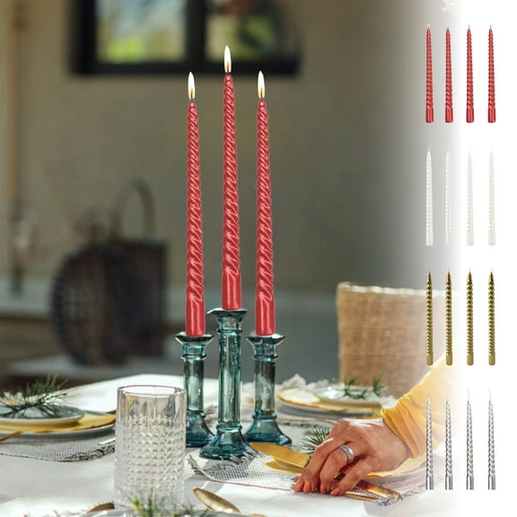 Lwlmwt Christmas Taper Candles,4pc Colorful Threaded Candles,Vibrant Assorted Colors,for Cake Decorations & Celebrations,Christmas Parties