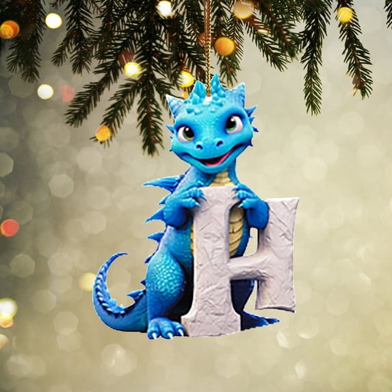 Lwlmwt Christmas Tree Decoration,8CM Christmas 26-letter Pendant,Personalized Dinosaur Christmas Ornament,Unique Customized Funny Gift for DIY Craft Christmas Ornaments