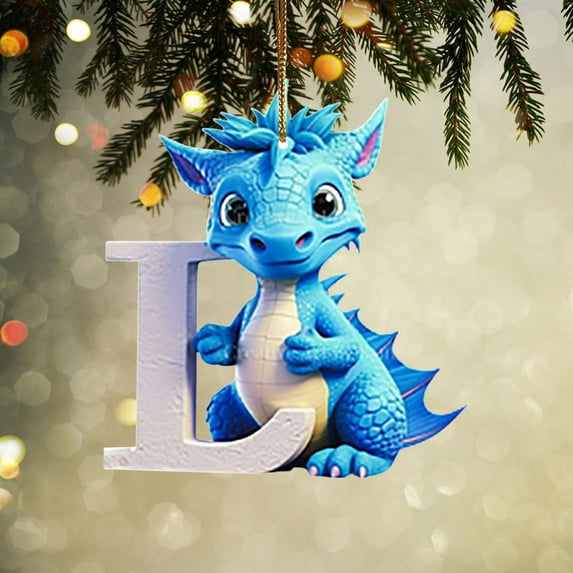Lwlmwt Christmas Tree Decoration,8CM Christmas 26-letter Pendant,Personalized Dinosaur Christmas Ornament,Unique Customized Funny Gift for DIY Craft Christmas Ornaments