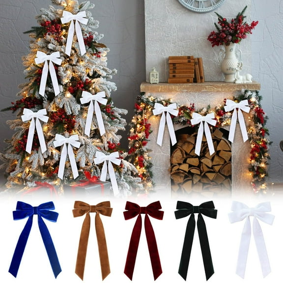 Lwlmwt Christmas Tree Decoration,Velvet Christmas Bow Ornament,Vintage Rustic Small Craft Bows Ornaments,Hanging Crafts,for Indoor Party DIY Decorations,Gift Wrapping,Home Decoration