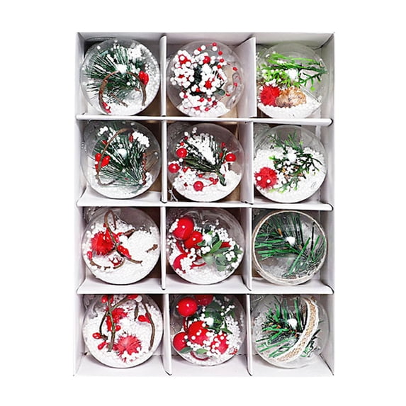 Lwlmwt Clear Christmas Ball Ornaments Set of 12, 2.36 Inch Shatterproof Plastic Hanging Christmas Ornaments for Xmas Tree Hanging Pendents Bulk Vintage Holiday Xmas Decorations Home Decor
