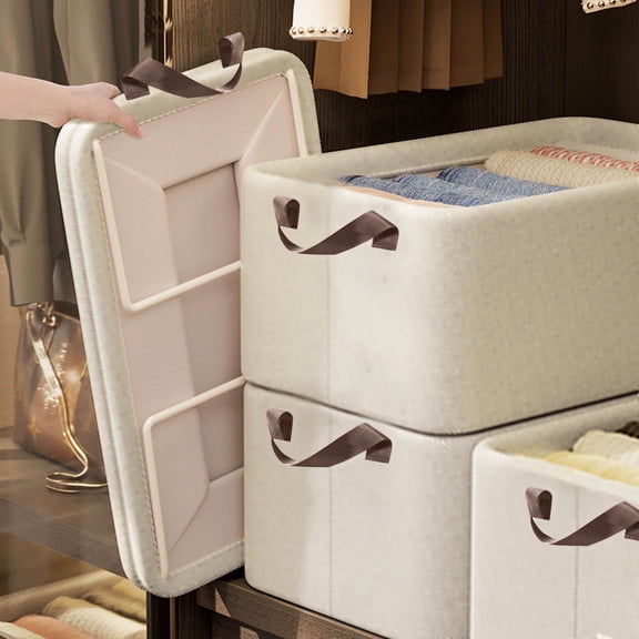 Lwlmwt Closet Organizers and Storage Box Foldable Portable Clothing Storage Box Wide Reinforced Handles Suitable for Shelves, Wardrobes, and Closets