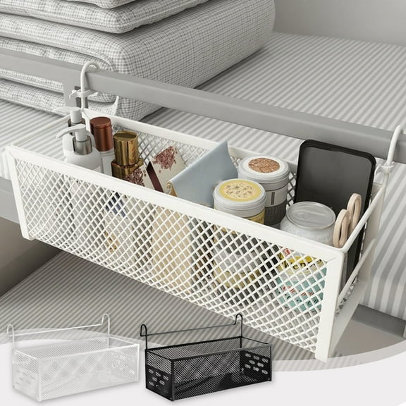 Lwlmwt Dormitory Storage Basket,Hanging Metal Mesh Bedside Storage Basket,for Collage Dorm Bunk Bed,Hospital Bed,Used for Bedside Storage