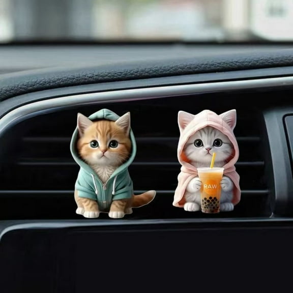 Lwlmwt Drift Car Air Freshener Car Fragrance Cute Cat-Shaped Vent Clip-On Fragrance Disc Automotive Accessories (Random Scents)