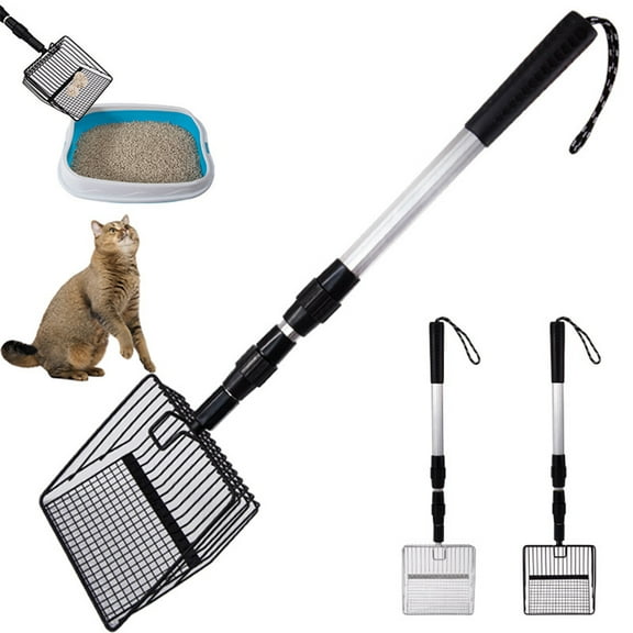 Lwlmwt Extendable Cat Litter Scoop with Long Handle Adjustable Handle for Back-Friendly Scooping Thickened Material Chicken Poop Scooper Ideal for Large Litter Boxes, Chicken Coops, Pet Areas
