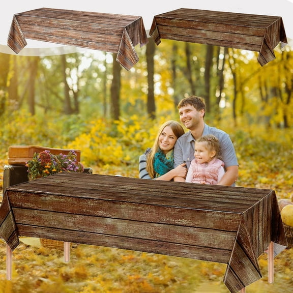 Lwlmwt Fall Decortations for Home,1 Brown Wood Grain Tablecloth Rustics Style Plastic Tablecloth For Rectangular Table Vintage Farmhouses Tablecloth Decoration For Western Barn Birthday Wedding,Gift