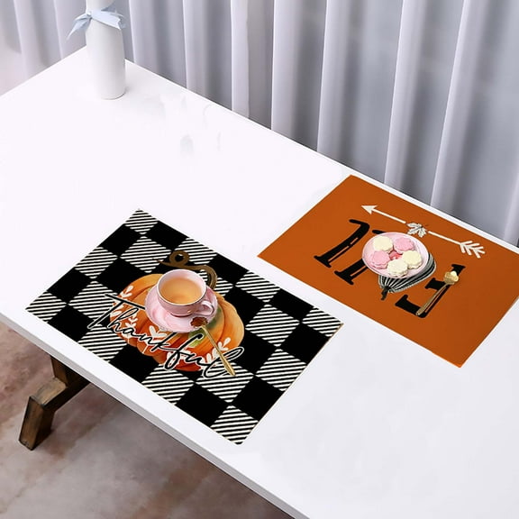 Lwlmwt Fall Decortations for Home,Thanksgiving Day Fall Themed Linen Placemat Insulation Mat Fall Themed Printed Kitchen And Home Dining Table Mat,Gift for Home