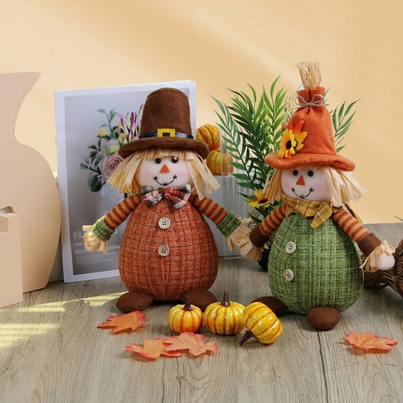 Lwlmwt Fall Decortations for Home,Thanksgiving Decorations Sunflower Decorations Straw Hats Elderly Ornaments Festival Home Decorations Dolls,Gift for Home