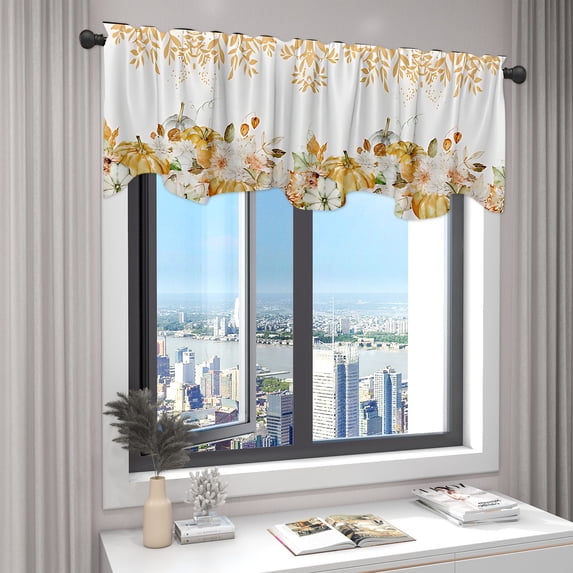 Lwlmwt Fall Kitchen Thanksgiving Curtains,Pumpkin Half-curtain Door Curtain Dust-proof Curtain,Fall Decor for Living Room Bedroom Bathroom