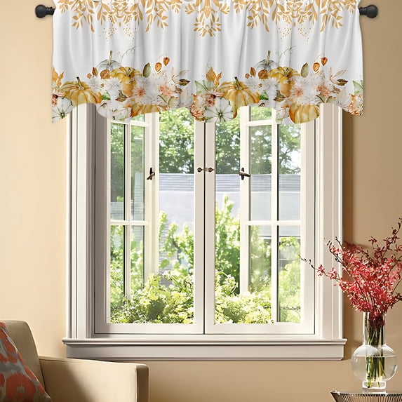Lwlmwt Fall Kitchen Thanksgiving Curtains,Pumpkin Half-curtain Door Curtain Dust-proof Curtain,Fall Decor for Living Room Bedroom Bathroom