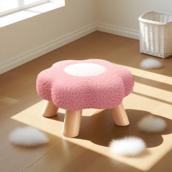 Lwlmwt Flower Stool,Generic Small Flower Shape Stool,Modern Style,Multi-Purpose Foot Stool,Wooden Seat,Durability Floor Stool Baby Chair