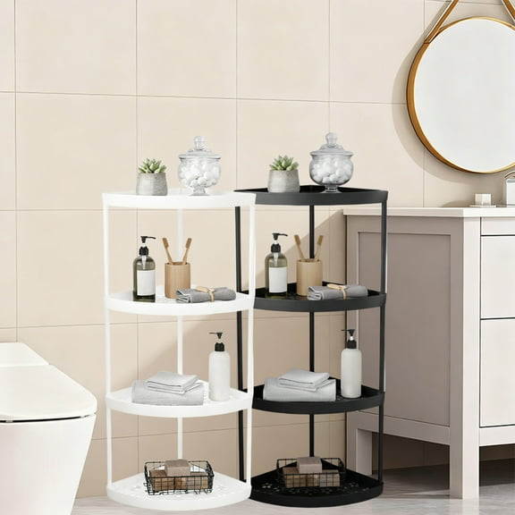 Lwlmwt Four-tiered Triangular Storage Rack,Free-Standing Shelf Units,Triangular Curved Corner Shelf Stand,for Bathroom,Kitchen,Vanity Storage and Organizer