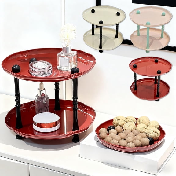 Lwlmwt Fruit Plates,Double Round Fruit Platter Set,Household Double-layer Disc Multi-functional Storage Rack,Versatile Serving Plates for Fruits Snacks Treats