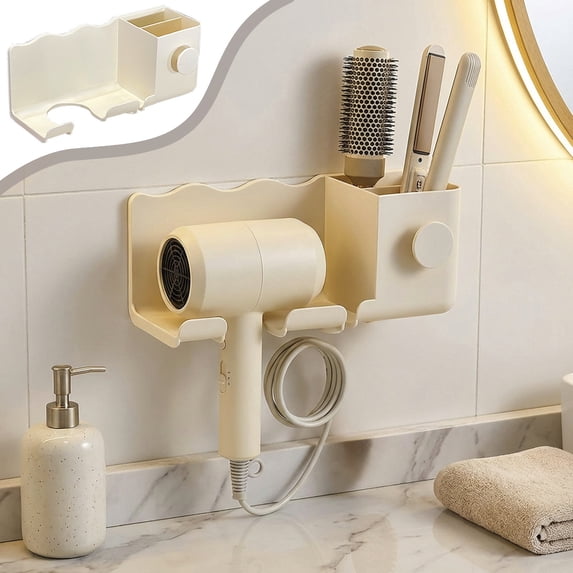 Lwlmwt Hair Dryer Rack,Bathroom Hair Dryer Holder,No Punching Toilet Bathroom Wall Hanging,Bathroom Organizer Basket Hair Supplies Organizer