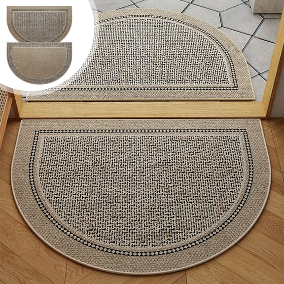 Lwlmwt Half Circle Door Mat,Textured Semi-circular Floor Mat,Anti-slip Foot Mat,Easy Clean Patio Porch Entryway Mat,Indoor Outdoor Entrance Welcome Mat