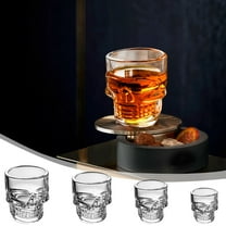 Lwlmwt Halloween Decor,Halloween Skull Glass Cup Whiskey Drinkware Dinnerware Gift Home And Party Beverage Cup Set,Fall Decorations for Home