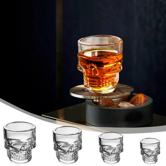 Lwlmwt Halloween Decor,Halloween Skull Glass Cup Whiskey Drinkware Dinnerware Gift Home And Party Beverage Cup Set,Fall Decorations for Home
