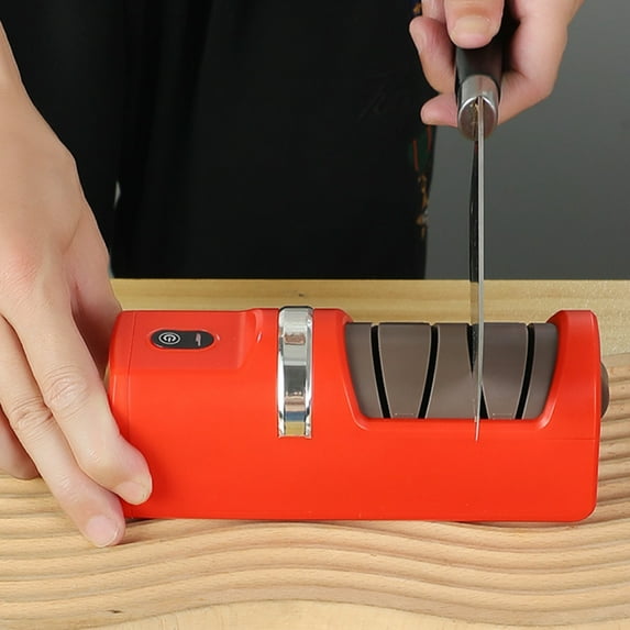 Lwlmwt Home Electric Knife Sharpener Compact Automatic Sharpener Includes Charging Cable Quick Knife Sharpening Tool Suitable for Steel Blades