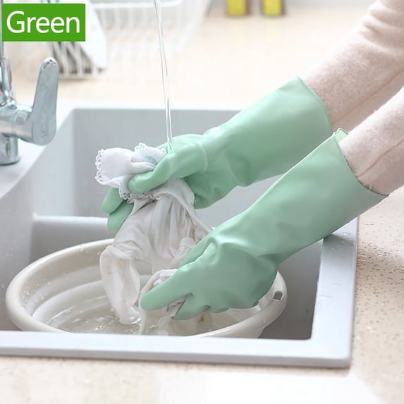 Lwlmwt Household Cleaning of Rubber Gloves,Colorful Dish Gloves with Flocked Lining and Non-Slip Grip,Reusable Kitchen Gloves for Washing Dishes and Household Cleaning