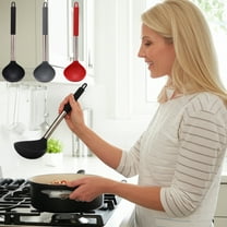 Lwlmwt Household Kitchen Soup Spoons,Stainless Steel Plastic Soup Spoon,Stainless Steel Large Serving Spoons,Cooking Spoon & Soup Ladle