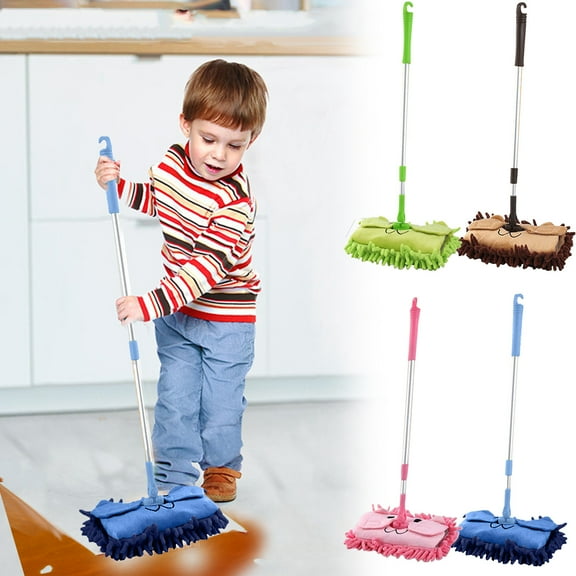 Lwlmwt Kid-Sized Mop,Window-Cleaning Mop,Mini Microfiber Flat Mop,360 Degree Rotation Detachable Dust Mop,Easy to Wash