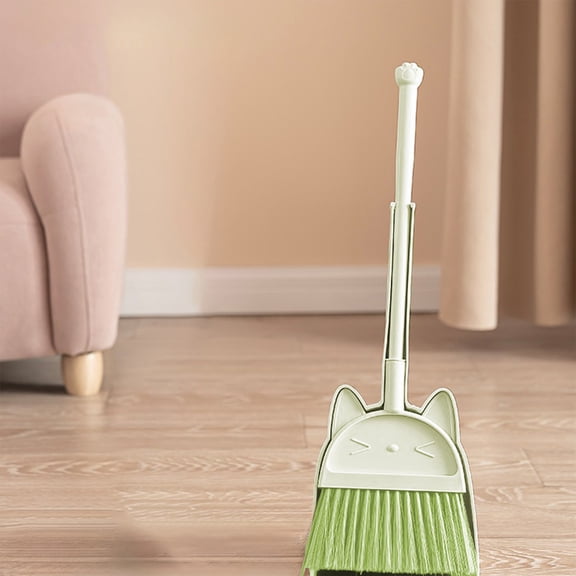 Lwlmwt Kids Broom with Dustpan Combo Set Standing Combination Cat-Shaped Mini Home Cleaning Tools Ideal for Pet Hair Cleanup Role-Playing Set Home & Kitchen