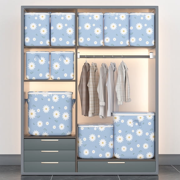 Lwlmwt Large Capacity Storage Bag Dual-Zipper Large Storage Bins with Lids Foldable Fabric Storage Box Features Sturdy Handles Ideal for Wardrobes and Dorm Rooms
