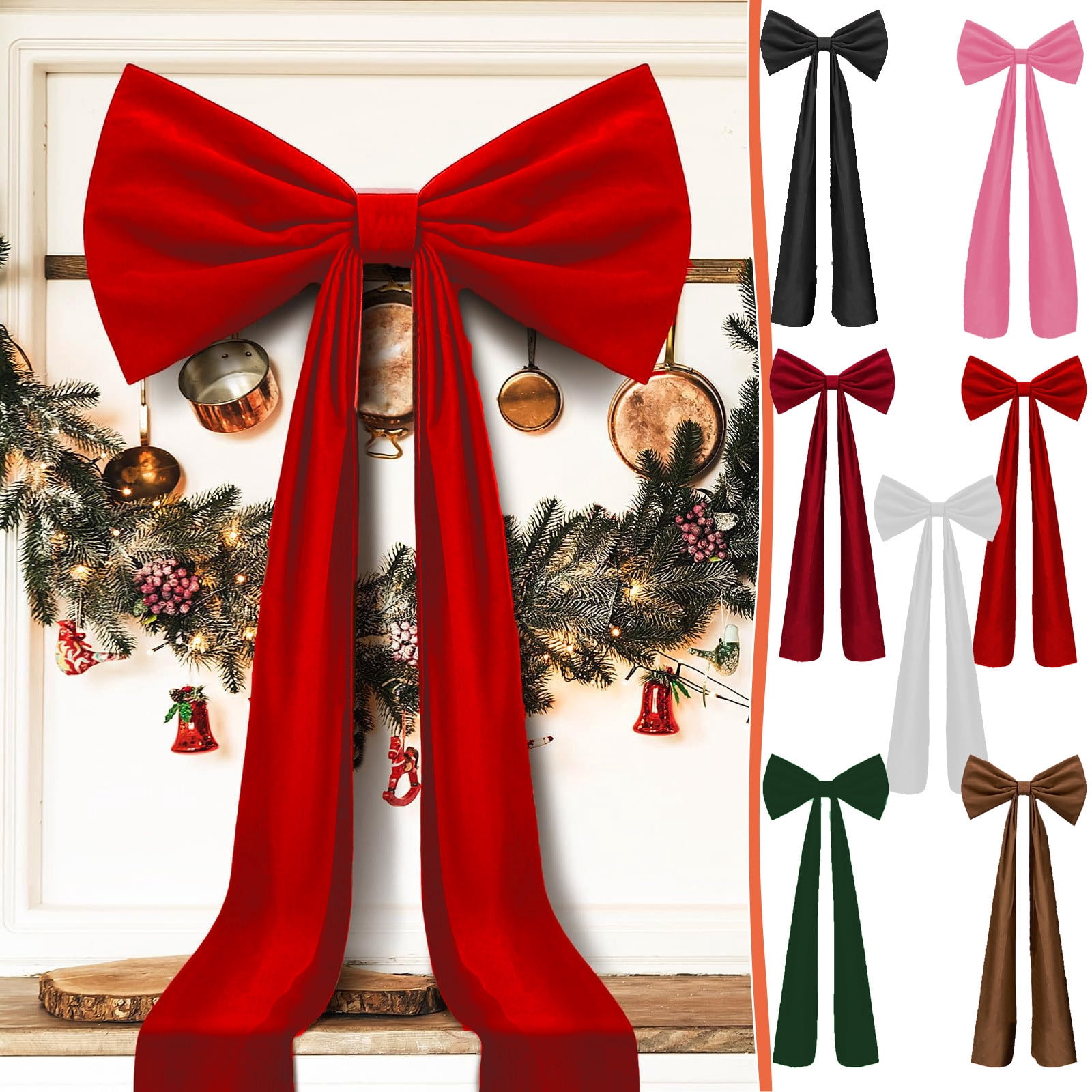Lwlmwt Large Christmas Bow 20x70-inch Velvet Bow Decoration Ideal for